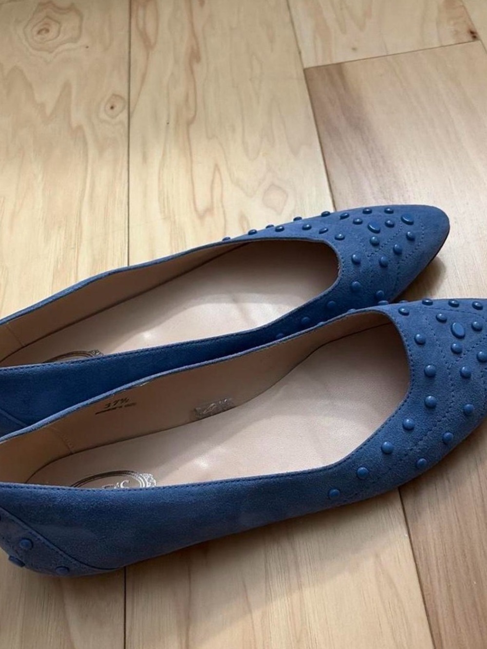 Tod's Blue Studded Pointed-Toe Flats